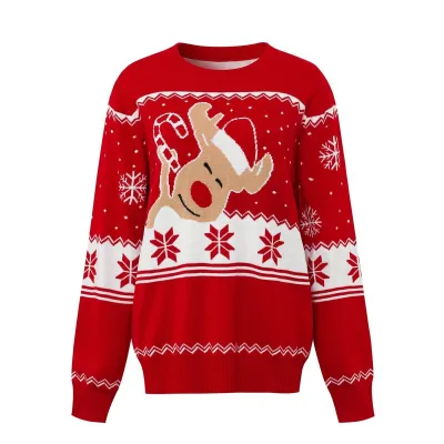 Fashion Christmas Family Autumn Winter Jacquard Long-Sleeve Sweater for Unisex