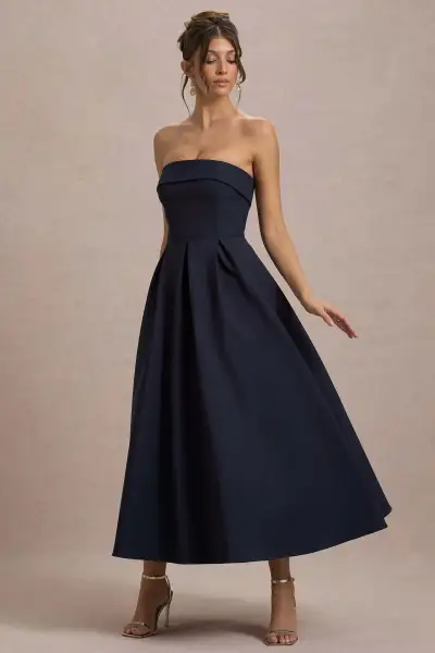 Women'S Elegant Solid Color Strapless Party Dress
