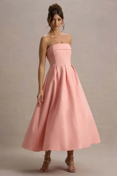 Women'S Elegant Solid Color Strapless Party Dress