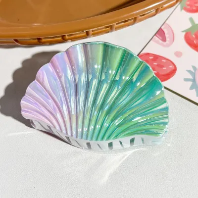 Women Fashion Vacation Beach Gradient Electroplated Shell Claw Hair Clip