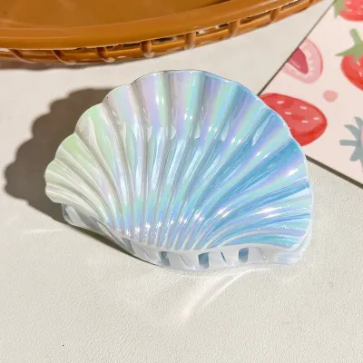 Women Fashion Vacation Beach Gradient Electroplated Shell Claw Hair Clip