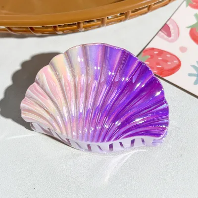 Women Fashion Vacation Beach Gradient Electroplated Shell Claw Hair Clip