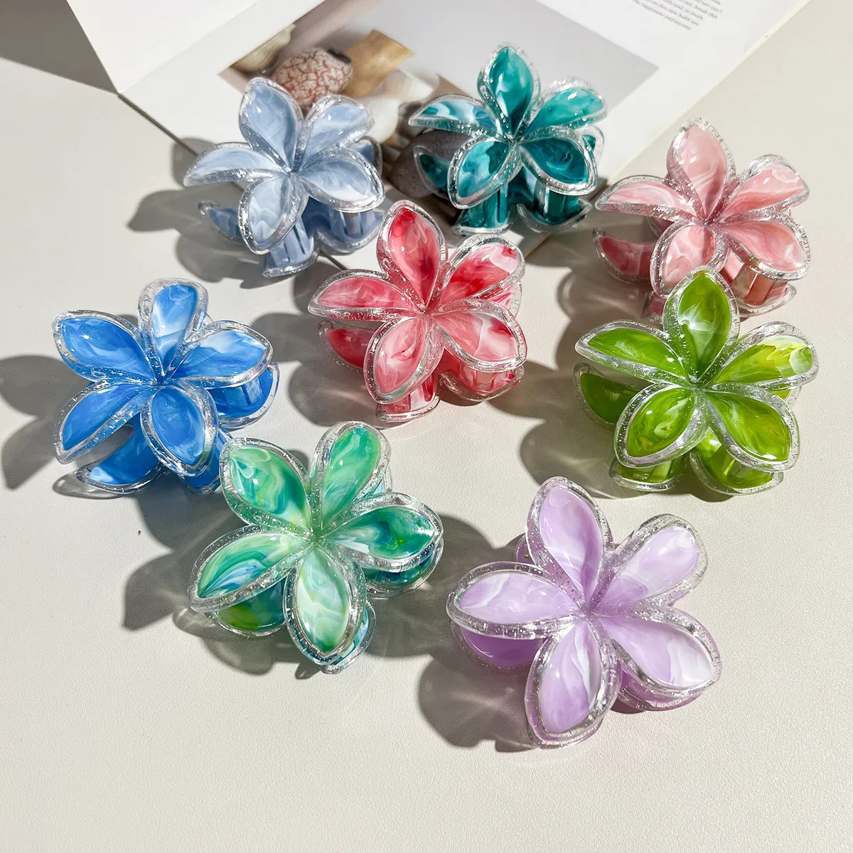 Women Fashion Creative Beach Circle Edge Egg Flower Headwear Grab Clip
