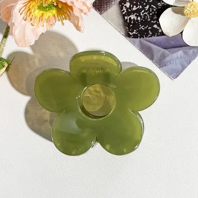 Women Fashion Beach Solid Color Hollow-Out Floral Plastic Claw Hair Clip