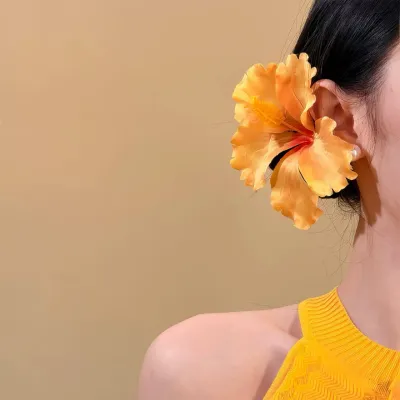 Women Fashion Vacation Beach Artificial Fabric Flower Hairpin