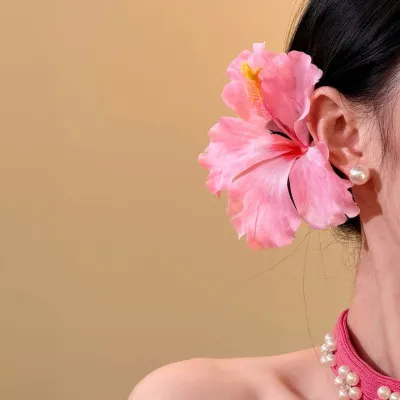 Women Fashion Vacation Beach Artificial Fabric Flower Hairpin