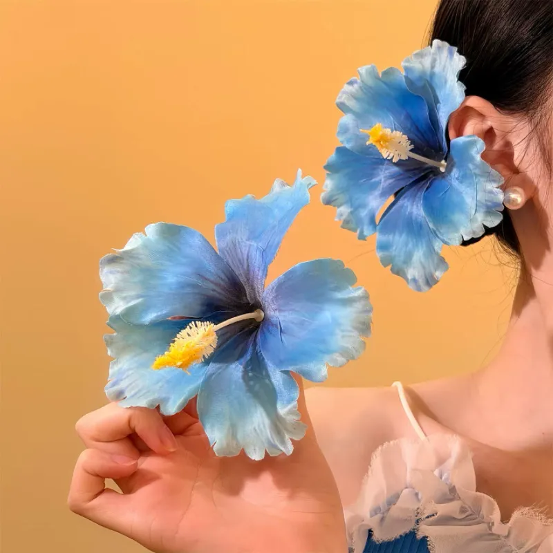 Women Fashion Vacation Beach Artificial Fabric Flower Hairpin
