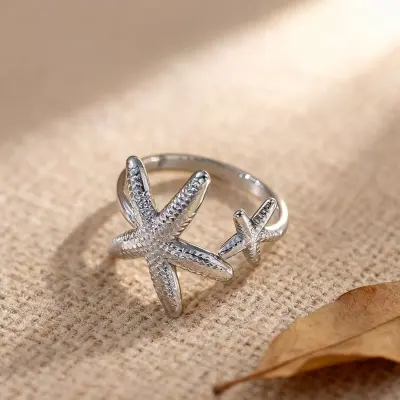 Women Fashion Ocean Style Starfish Titanium Steel Ring