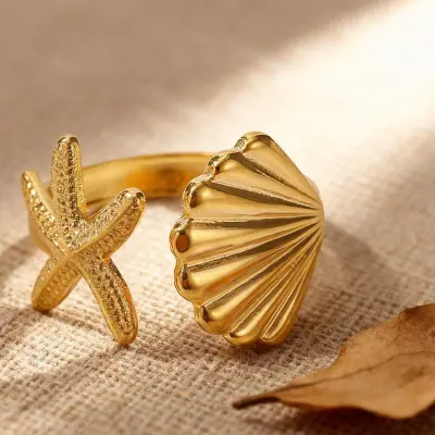 Women Fashion Ocean Style Starfish Titanium Steel Ring