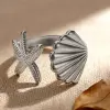 ZF137 Shell Starfish-Ring-Steel