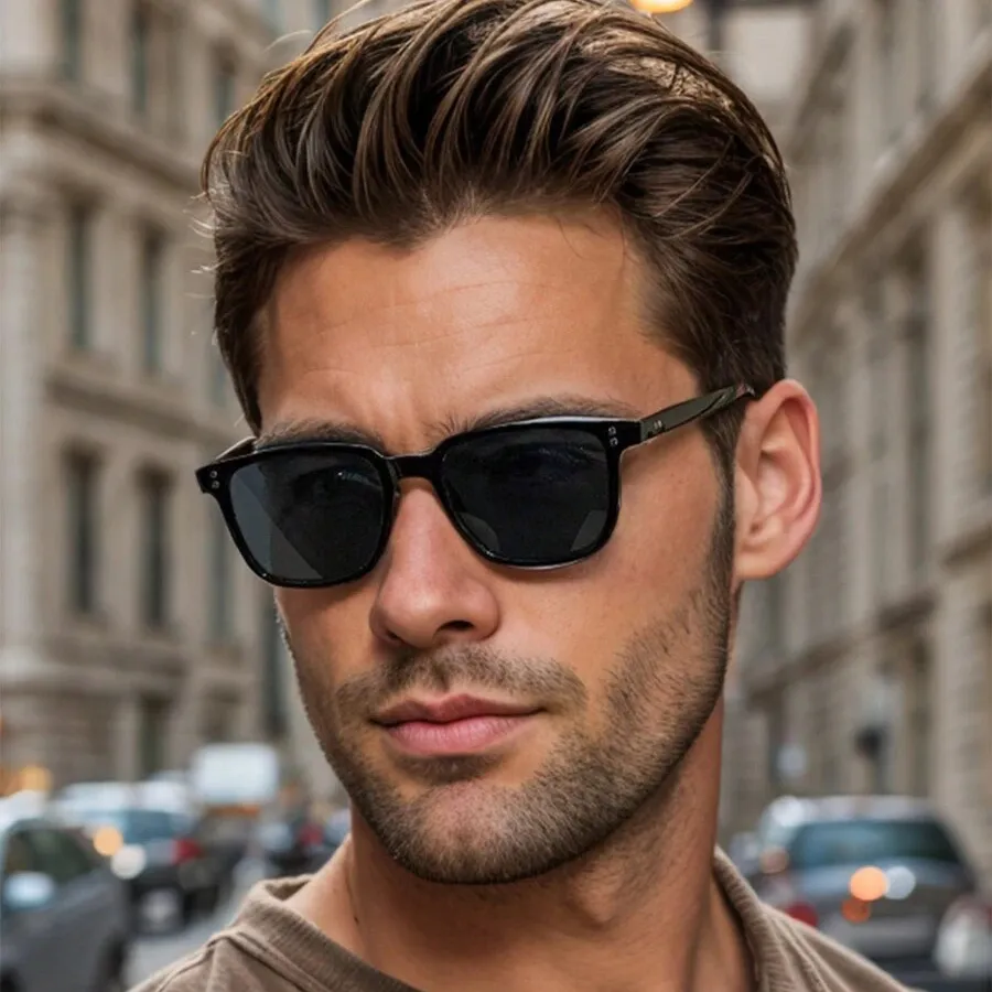 Men's Simple Anti-UV Sunglasses with PC Frame and AC Lens