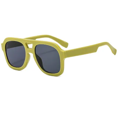 Men Fashion Double Beam Oversized Sunglasses PC Frame AC Lens