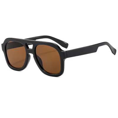 Men Fashion Double Beam Oversized Sunglasses PC Frame AC Lens