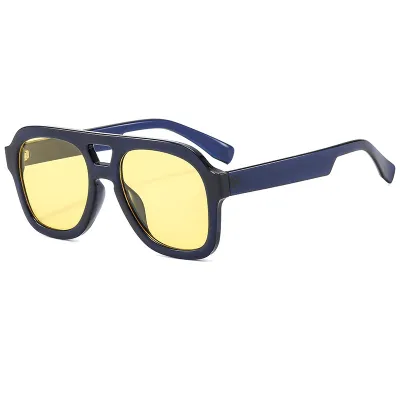 Men Fashion Double Beam Oversized Sunglasses PC Frame AC Lens