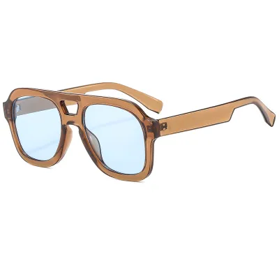 Men Fashion Double Beam Oversized Sunglasses PC Frame AC Lens