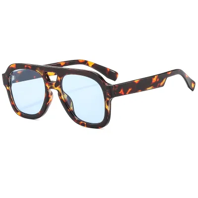 Men Fashion Double Beam Oversized Sunglasses PC Frame AC Lens