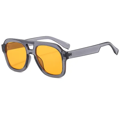 Men Fashion Double Beam Oversized Sunglasses PC Frame AC Lens