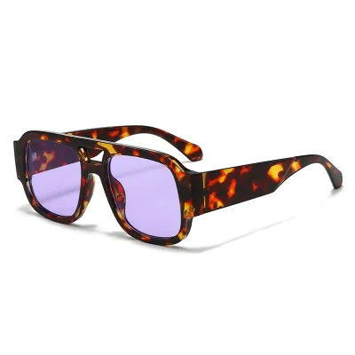 Fashion Double Beam Decorative Square Sunglasses