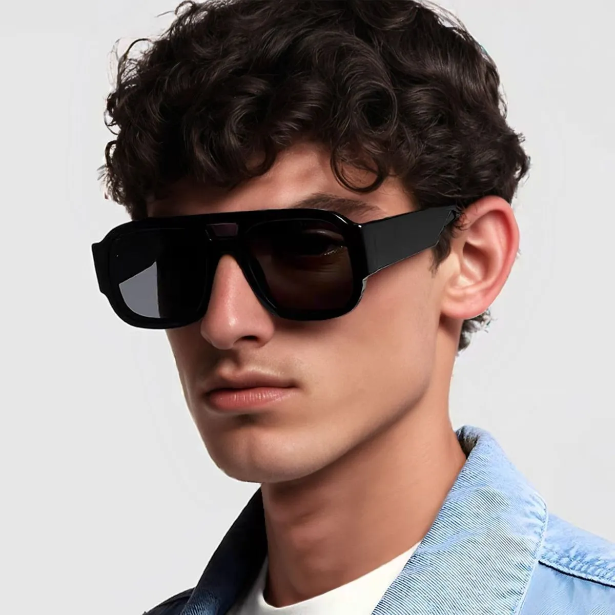 Fashion Double Beam Decorative Square Sunglasses