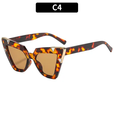 Women Fashion Cat Eye Large Frame UV Protection PC Sunglasses