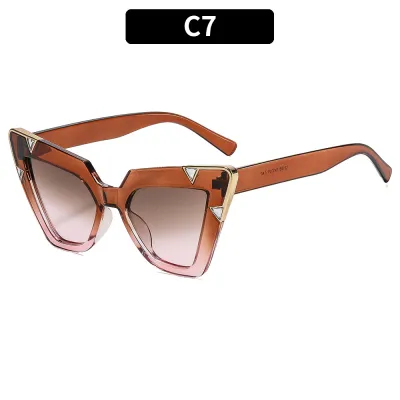 Women Fashion Cat Eye Large Frame UV Protection PC Sunglasses