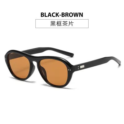 Women's Fashion Retro Large Frame Large Oval Sunglasses with PC Frame