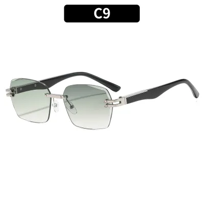 Women Fashion Borderless Square Metal UV Protection Sunglasses