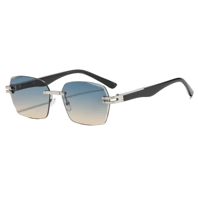 Women Fashion Borderless Square Metal UV Protection Sunglasses