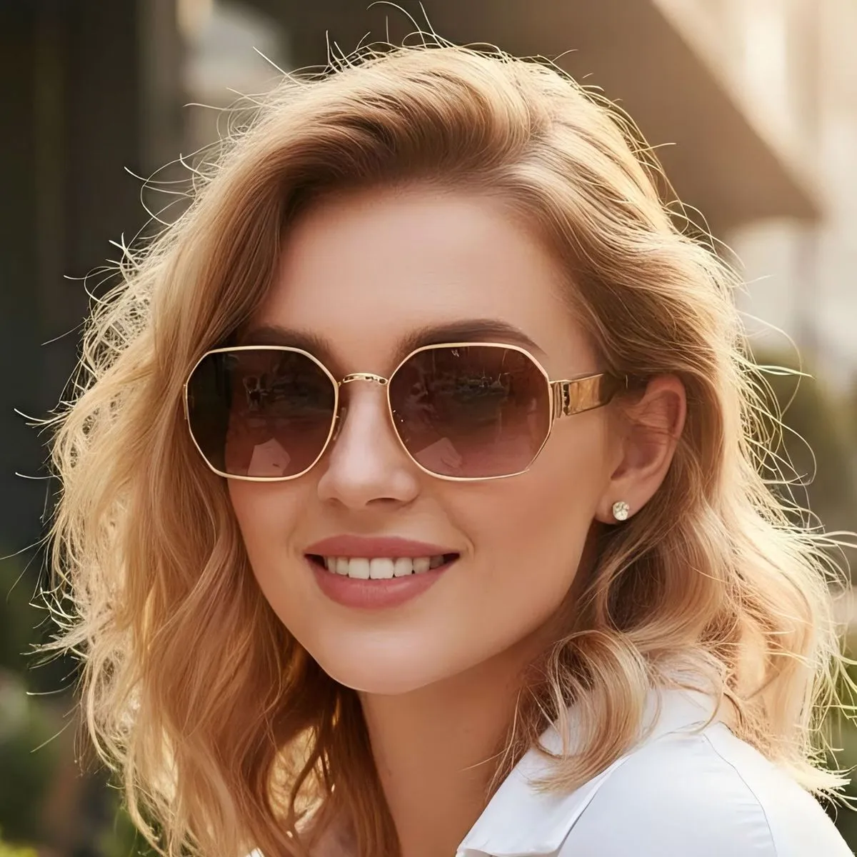 Women Fashion Polygon Anti-Uv Sunglasses