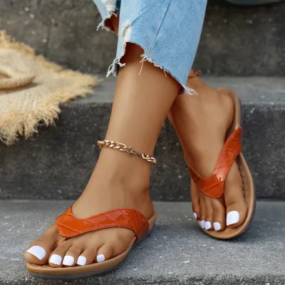 Women Fashion Casual Solid Color Soft-Soled Non-Slip Flat Flip-Flops Slippers