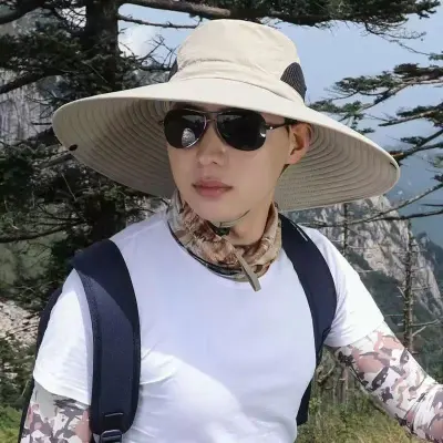 Men'S Fashion Casual Spring And Summer Solid Color 15cm Big Brim Sunscreen Hat