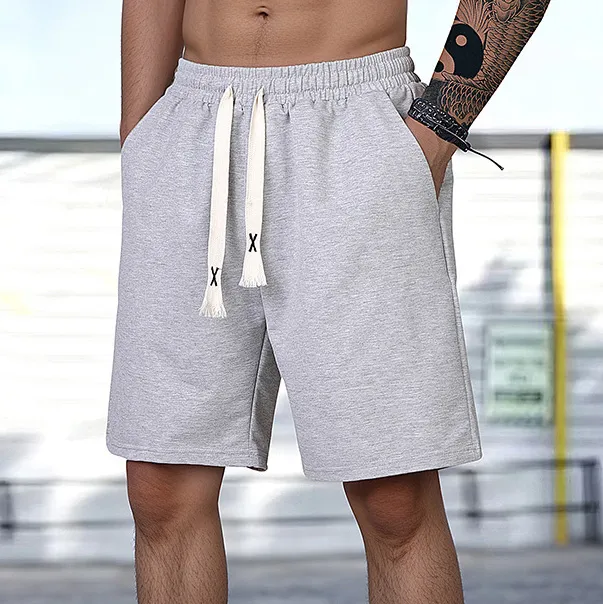 Men Fashion Casual Summer Solid Color Loose Polyester Shorts