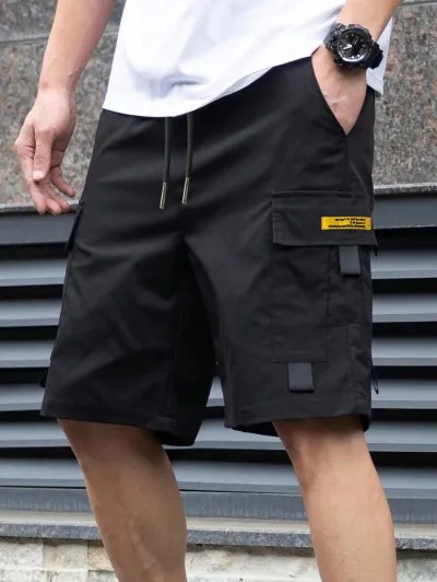 Men's Fashion Casual Summer Multi-Pocket Pockets Straight-Leg Polyester Shorts