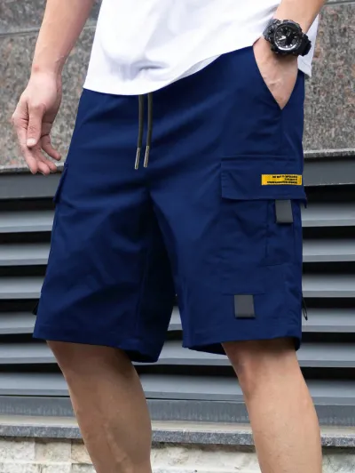Men's Fashion Casual Summer Multi-Pocket Pockets Straight-Leg Polyester Shorts