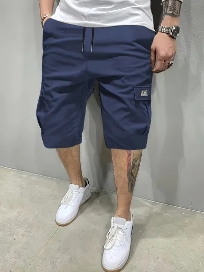Men'S Fashion Casual Summer Solid Color Multi-Pocket Straight Shorts