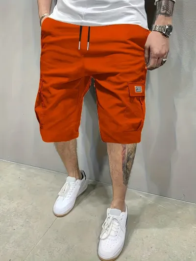 Men'S Fashion Casual Summer Solid Color Multi-Pocket Straight Shorts