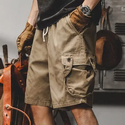 Men's Fashion Casual Retro Summer Solid Color Cargo Shorts