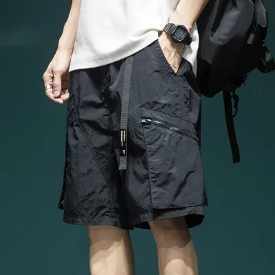 Men Fashion Casual Spring Summer Solid Color Straight Loose Shorts