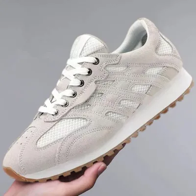 Men's Fashion Casual Exercise Sneakers Breathable Mesh Lace Up Thick Sole