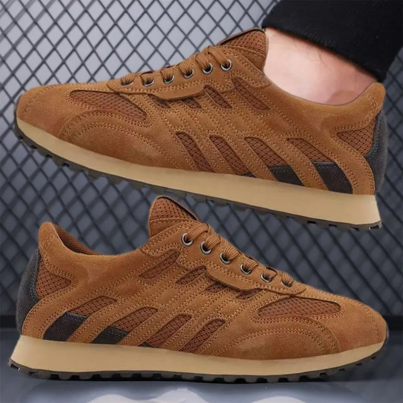Men's Fashion Casual Exercise Sneakers Breathable Mesh Lace Up Thick Sole