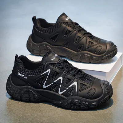 Men's Fashion Casual Summer Breathable Hollow Mesh Non-Slip Sneakers Lace Up