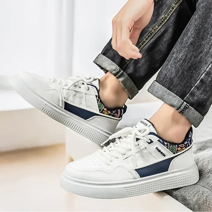 Men's Fashion Casual Summer Round-Toe Lace Up Soft Sole PU Sneakers