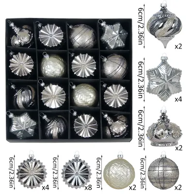 Ball 6cm Plating Painted Christmas Tree Ornaments 24pcs/Set