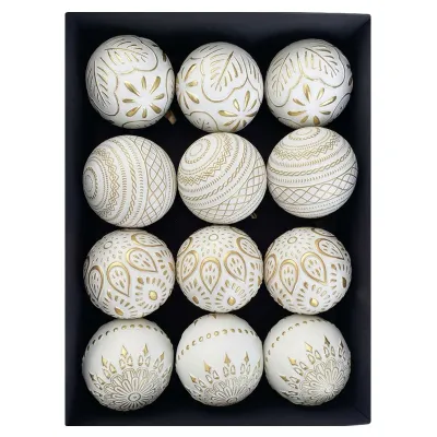 Antique Christmas Ball 8cm Plastic Tree Decorations 12pcs/Set European Style