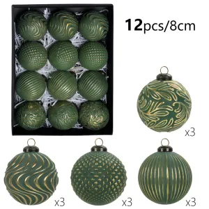Antique Christmas Ball 8cm Plastic Tree Decorations 12pcs/Set European Style