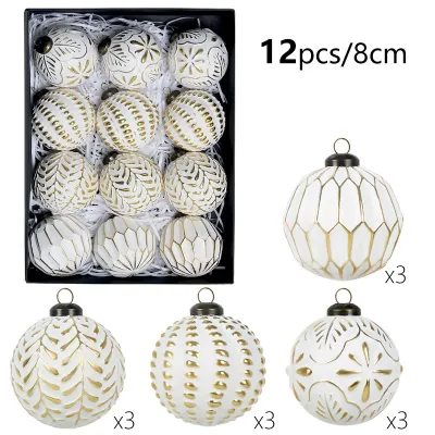Antique Christmas Ball 8cm Plastic Tree Decorations 12pcs/Set European Style