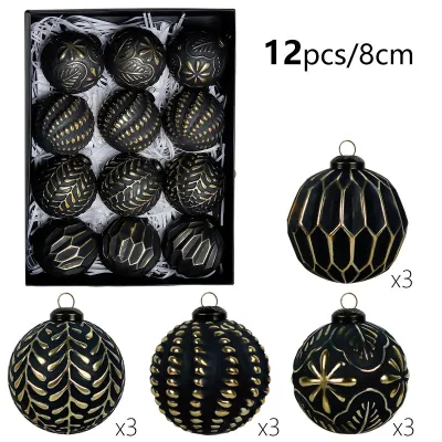 Antique Christmas Ball 8cm Plastic Tree Decorations 12pcs/Set European Style