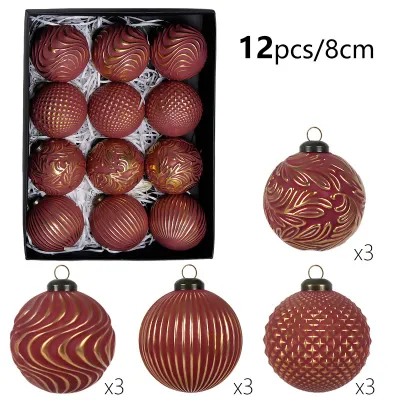 Antique Christmas Ball 8cm Plastic Tree Decorations 12pcs/Set European Style