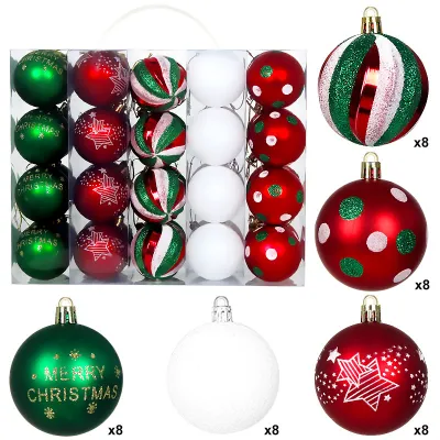Christmas Ball 6cm Painted Plating Plastic Ball Christmas Tree Decorative 40pcs/Set