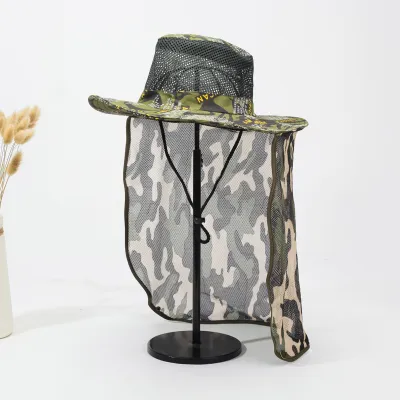 Men'S Fashion Casual Western Cowboy Camouflage Shawl Sunscreen Hat